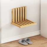 NordFold Klappbare Bambus Wandbank – Schmale Schuhbank ohne Bohren | Platzsparender Sitzhocker | Skandinavisches Design