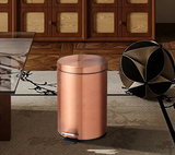 ELEGANZA Roségold Treteimer 3L – Edelstahl Abfalleimer Rund | Platzsparend & Hygienisch | Stilvolles Wohnaccessoire