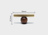 NATUROX Möbelgriff mit Holzakzent 128 mm – Bronze Metallgriff mit Walnussholz | Moderner Schrankgriff | Warme Designoptik