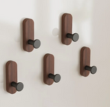 Walnora Holz Wandhaken Set – Selbstklebende Kleiderhaken aus Walnussholz | Bohrenfrei | Skandinavisches Design