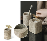 MarmoraImperial Badaccessoires Set Naturmarmor – 7-teiliges Badezimmer Set | Exklusive Eleganz | Hochwertige Spa-Ausstattung