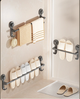 FlexHold Handtuchstange ohne Bohren – 40 cm Wandhalter mit Saugsystem in Mattschwarz, abnehmbar & vielseitig