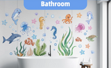 OceanDream Premium Meerestiere Wandtattoos Kinderzimmer & Bad PVC – Selbstklebende Unterwasser Wandaufkleber mit Delfin, Schildkröte & Fisch | Kreative Kinder Wanddeko rückstandslos entfernbar | Fantasievolle Raumgestaltung