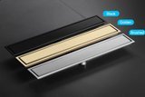 GoldenFlow Invisible Dusch-Bodenablauf 304 Edelstahl – Verdeckter Geruchsstop-Abfluss | 5,5 Zoll Quadrat | Gold gebürstet