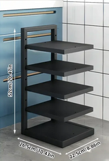 FlexiRack Max Edelstahl-Topf- & Pfannen-Organizer mit Flex-System – Verstellbares Küchenregal für Töpfe, Pfannen & Deckel | Mehrstufiger Schrank-Organizer aus Karbonstahl | Platzsparende Premium Küchenaufbewahrung