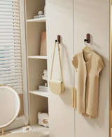 Walnora Holz Wandhaken Set – Selbstklebende Kleiderhaken aus Walnussholz | Bohrenfrei | Skandinavisches Design