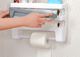 KüchenPro Wandorganizer 4-in-1 – Rollenhalter mit Folienschneider & Ablage | Selbstklebend | Platzsparende Küchenlösung