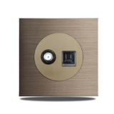 SmartConnect Wandsteckdose Aluminium Braun – Schuko Steckdose mit USB & LAN | Unterputz Anschlussdose | Modernes Design