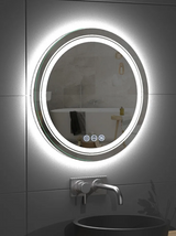 LumiVanta Runder intelligenter LED-Badezimmerspiegel mit Antibeschlag-Funktion – berührungsgesteuerter Lichtspiegel für Badezimmer | dimmbar, 3 Lichtfarben | modernes Premium-Design