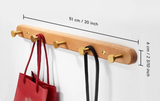 Lignora Wandgarderobe mit 5 Haken – Schwarze Holzgarderobe für Flur & Bad | Platzsparend | Stilvolle Aufbewahrungslösung