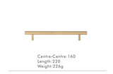 LineaGrip T-Stangengriff aus Messing – Extra Langer Möbelgriff für Schränke & Schubladen | Modernes Design | Ergonomischer Komfort