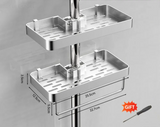 FlexiBad Wandregal Ohne Bohren – Duschablage Aluminium Doppel | Shampoo Halter & Handtuchstange | Bad Organizer