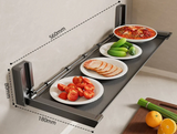 Foldix Küchen-Wandregal klappbar – Gewürzhalter mit Hakenleiste | Ohne Bohren | Platzsparende 3-in-1 Lösung