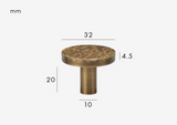 HAMMERA Messing Möbelgriff 128 mm – Gehämmertes Design | Antik Bronze & Mattgold | Handgefertigter Schrankgriff