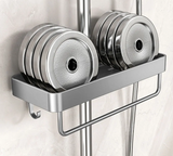 FlexiBad Wandregal Ohne Bohren – Duschablage Aluminium Doppel | Shampoo Halter & Handtuchstange | Bad Organizer