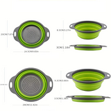 FlexiFlow Pro Faltbares Silikon-Abtropfsieb mit Edelstahlkern – Multifunktionaler Küchenkorb zum Waschen, Abgießen & Filtern | Platzsparender Siebkorb für Obst, Gemüse & Pasta