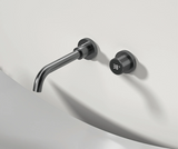 NOIRVANTA LED Wand-Waschbeckenarmatur – Schwarze Messing Mischbatterie 2-Loch | Temperaturanzeige | Modernes Design