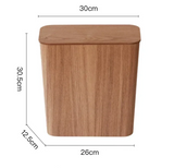 WoodClean Design Abfalleimer mit Pressdeckel – Rechteckiger Holz Mülleimer für Wohnzimmer & Büro | Geruchsdicht | Stilvolle Aufbewahrung