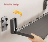 Foldix Küchen-Wandregal klappbar – Gewürzhalter mit Hakenleiste | Ohne Bohren | Platzsparende 3-in-1 Lösung