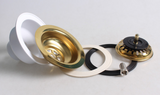 AntiqueFlow Premium Spülbecken-Ablaufgarnitur Küchensieb mit Stopfen – Antik-Messing Optik | Effektiver Schutz vor Verstopfungen | Rostfreier Edelstahl