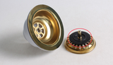 AntiqueFlow Premium Spülbecken-Ablaufgarnitur Küchensieb mit Stopfen – Antik-Messing Optik | Effektiver Schutz vor Verstopfungen | Rostfreier Edelstahl