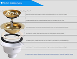 AntiqueFlow Premium Spülbecken-Ablaufgarnitur Küchensieb mit Stopfen – Antik-Messing Optik | Effektiver Schutz vor Verstopfungen | Rostfreier Edelstahl